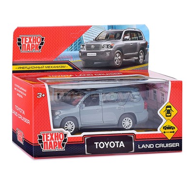 Машина металл Toyota Land Cruiser 12,5 см, (двери, серый) инерц, в коробке