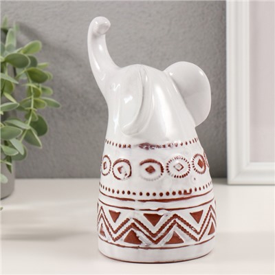Фигурка керамика «Слон. Этнические узоры», белый состаренный, 8.5×10.5×17 см