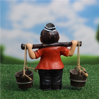 Садовая фигура из полистоуна «Дедушка с ведрами», 20×7×19 см, Greengo