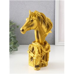 Фигурка «Бюст. Золотой конь с фонарём», полистоун, 11×6.5×19 см