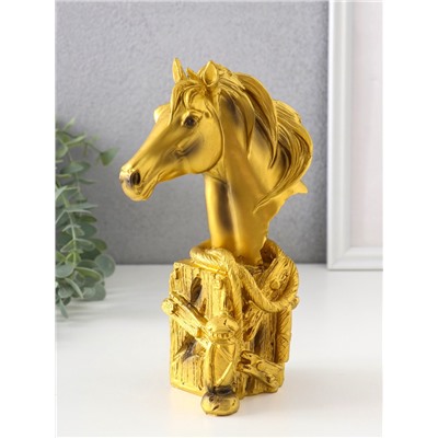 Фигурка «Бюст. Золотой конь с фонарём», полистоун, 11×6.5×19 см
