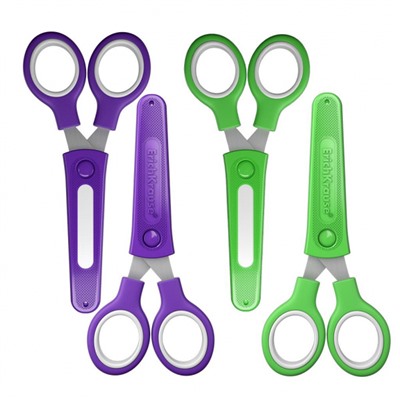 Ножницы детские 130 мм "Юниор" с пластиковым чехлом и именным стикером, в блистере 58196 ErichKrause