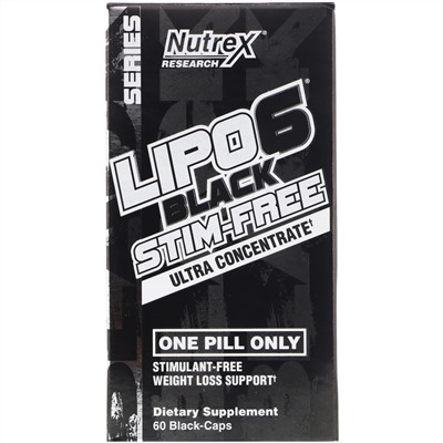 Nutrex Research, LIPO-6 Black Stim-Free, ультраконцентрат для снижения веса без стимуляторов, 60 черных капсул
