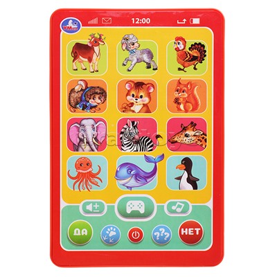 Обучающий мини-планшет 75+ мелодий, звуков и вопросов викторин на блистере