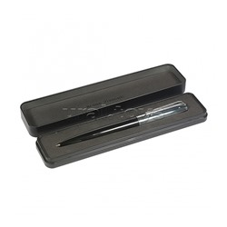 Ручка "Napoli" в металлическом Premium футляре, 1,0 мм, синяя (корпус черн и серебр, футляр черный)