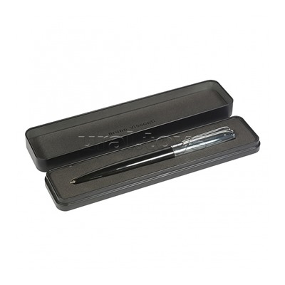 Ручка "Napoli" в металлическом Premium футляре, 1,0 мм, синяя (корпус черн и серебр, футляр черный)