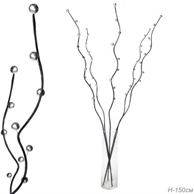 Сухоцвет набор 5 штук 150 см шарики 2 см СЕРЕБРО / D88-11 /уп 120/
