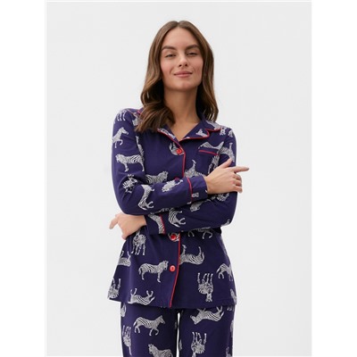 Пижама женская (рубашка и брюки) KAFTAN Zebra размер 40-42, цвет синий
