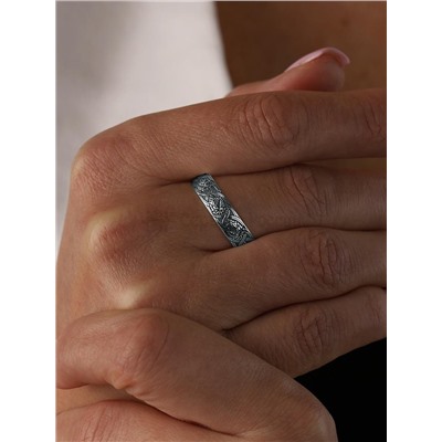 Кольцо из чёрненого серебра с надписью внутри - Спаси и сохрани 925 пробы К-061