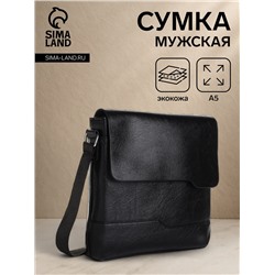 Сумка планшет мужская, на молнии, 2 наружных кармана, 27×4.5×27 см, чёрная