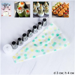 Кулинарные насадки для оформления закусок с мешком 7 штук большие /основание 30 мм / LO-B12 /уп 96/