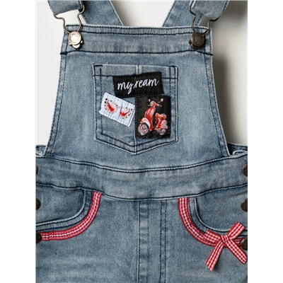 Полукомбинезон текстильный джинсовый для девочек