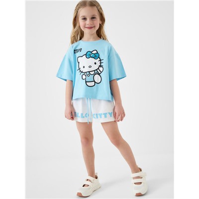 Комплект трикотажный для девочек: фуфайка (футболка), шорты