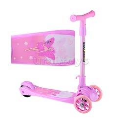 Самокат 3-х кол., розовый, светящиеся колёса, PVC, ABEC 7, в коробке