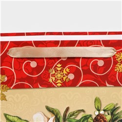 Пакет подарочный ламинированный новогодний «Цветы», 31×40×11.5 см