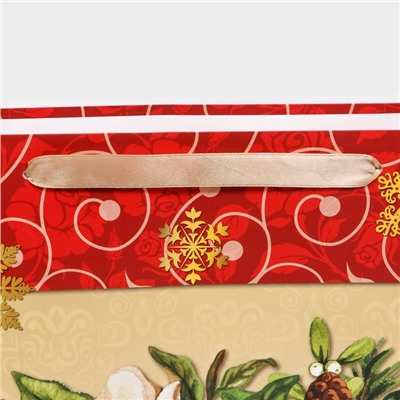 Пакет подарочный ламинированный новогодний «Цветы», 31×40×11.5 см