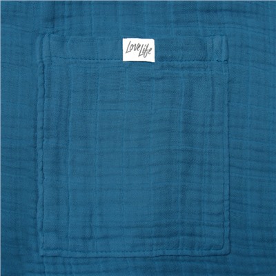 Халат женский муслиновый LoveLife, размер 42-44, синий, хлопок, 4-сл, 235 г/м²