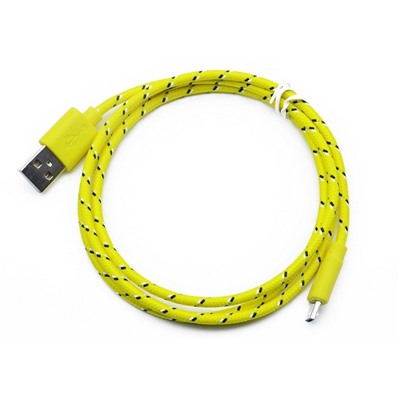 Кабель USB-microUSB плетеный, с пластиковым штекером в тканой нейлоновой оплетке 1 метр