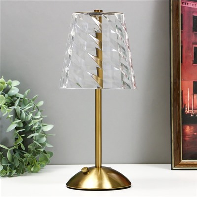 Светильник настольный RISALUX «Берта», интерьерный, USB, LED, АКБ, золото, 13×13×29 см