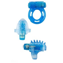 Набор из 3 синих эрекционных колец с вибрацией Teasers Ring Kit