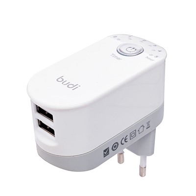 Адаптер Сетевой budi M8J030E (повр. уп.) 2USB 2,4A/10W (white)
