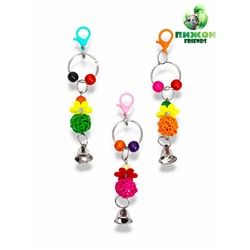 Игрушка для птиц «Шарики», 18×4.5 см, с колокольчиками, цвет МИКС