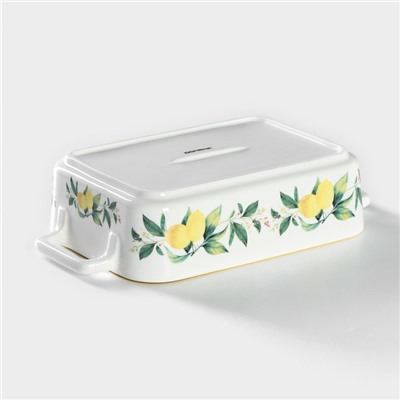 Форма для выпечки Доляна «Лимон», 27×15 см, прямоугольная, жаропрочная керамика, белая