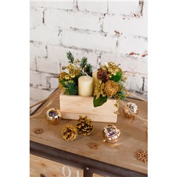 Еловая ветка декоративная «Зимнее волшебство. Грёзы», яблоко в бисере, 15 см