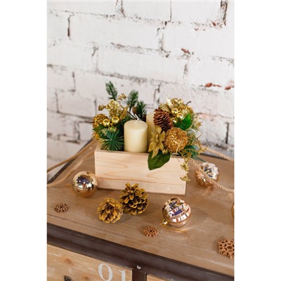 Еловая ветка декоративная «Зимнее волшебство. Грёзы», яблоко в бисере, 15 см