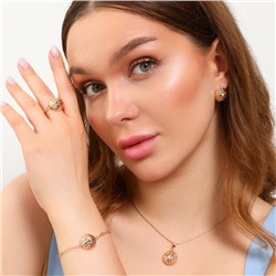 Комплект ювелирная бижутерия коллекция  "Дубай" серьги, кулон, браслет и кольцо 18 р, покрытие: позолота, арт.213.811-18