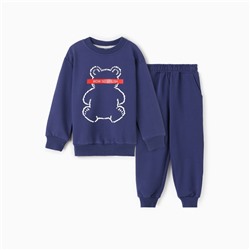 Комплект для девочки (джемпер, брюки), цвет тёмно-синий, рост 128 см