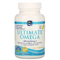 Nordic Naturals, Ultimate Omega, со вкусом лимона, 1280 мг, 60 капсул