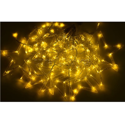 Электрогирлянда-занавес "Звёзды" (6 больших и 6 маленьких пластиковых звёзд), теплый