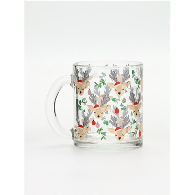 Кружка новогодняя стеклянная «Милые олени», 300 мл