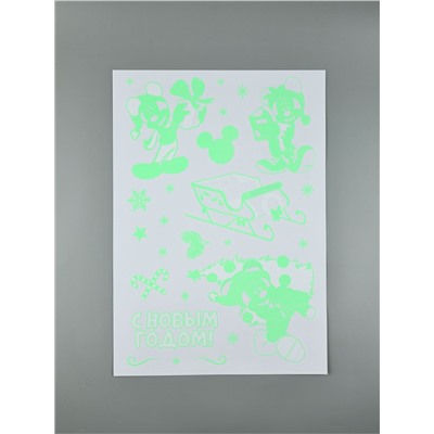 Виниловые наклейки «Новый год», со светящимся слоем, 35 × 50 см, 2 листа