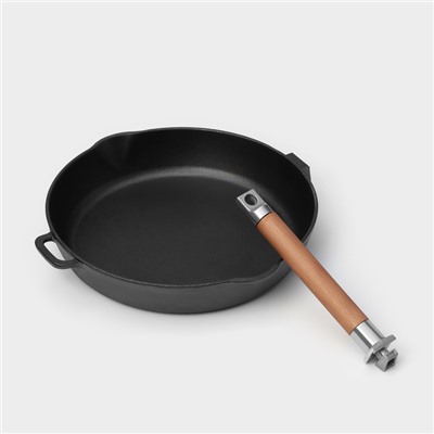 Сковорода высокая Wild Kitchen, d=28 см, лопатка и губка в комплекте, чугун, чёрная