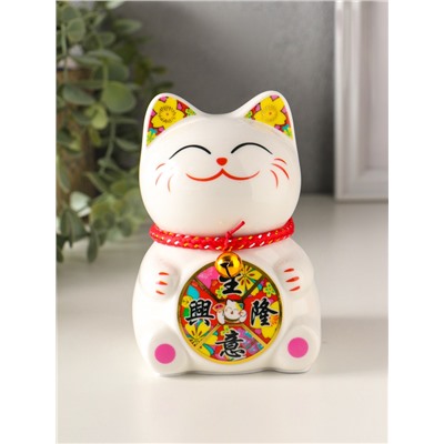 Копилка для денег «Кот Манэки-нэко с счастливый барабан», керамика, 7.8×7.5×12.5 см
