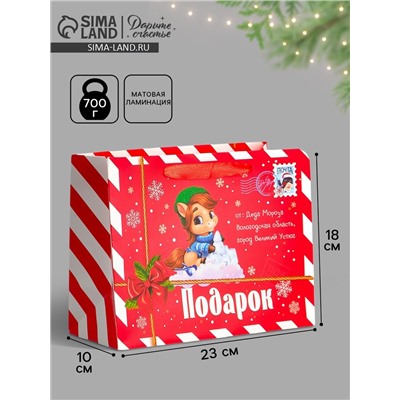 Пакет новогодний ламинированный подарочный «Новый год 2026: Лошадка», MS 23×18×10 см