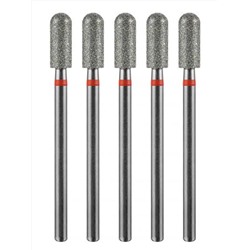 MANITA Фреза алмазная цилиндр закругленный для аппаратного маникюра 856.104.141.090.040 ФАЦС-4,0 9М, красная насечка, ø 4,0 мм, 5 шт. 28337