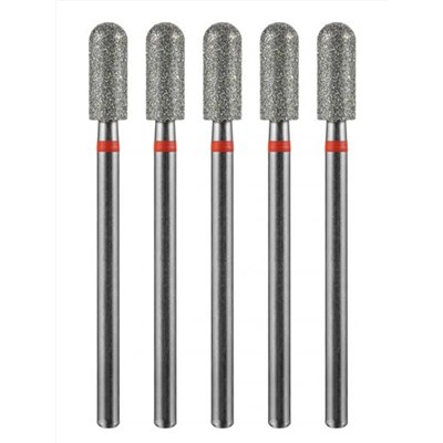 MANITA Фреза алмазная цилиндр закругленный для аппаратного маникюра 856.104.141.090.040 ФАЦС-4,0 9М, красная насечка, ø 4,0 мм, 5 шт. 28337