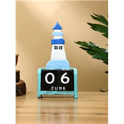 Календарь настольный «Маяк», 11×5×19 см, дерево, бирюзово-синий