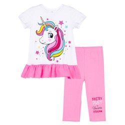 Комплект трикотажный для девочек: фуфайка (футболка), бриджи