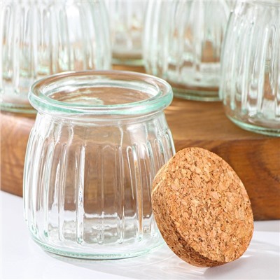 Набор баночек для специй Доляна «Парфе», 200 мл, 7.4×8 см, с пробковой крышкой, 12 шт., стекло