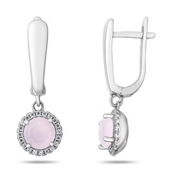 Серьги из серебра розовый кварц, МЦВ994