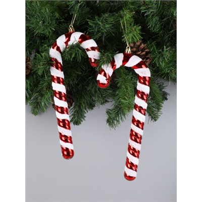 Елочное украшение Карамельная трость 2 штуки 10 см / H2304364 /уп 60/ 718265 (Серебро)