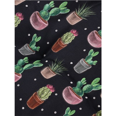 Подушка на стул «Этель» Succulents, 42×42 см, чёрная