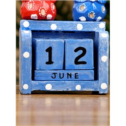 Календарь настольный «Пара совят», 8×4×9.5 см, дерево, синий, красный