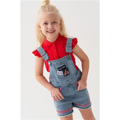 Полукомбинезон текстильный джинсовый для девочек PLAYTODAY, 1240247