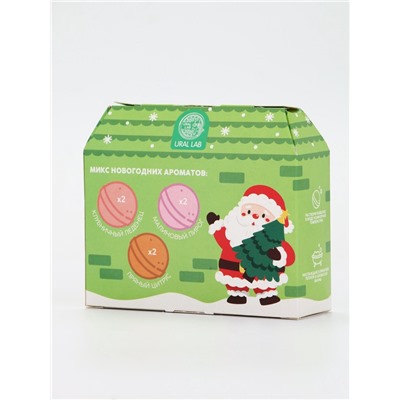 Бомбочки для ванны в домике «Дед Мороз», набор 6 шт. × 40 г, URAL LAB