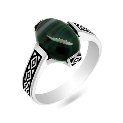 Мужское кольцо из серебра агат, ТМК-85з